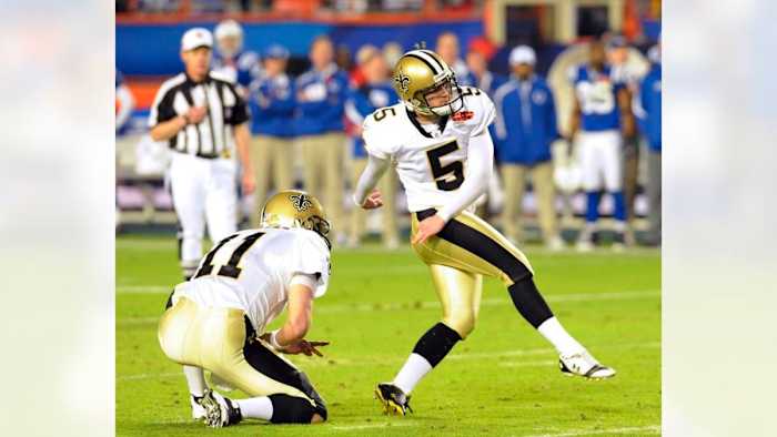 New Orleans Saints Kicker Garrett Hartley (5) converts on a Field Goal in Super Bowl XLIV.